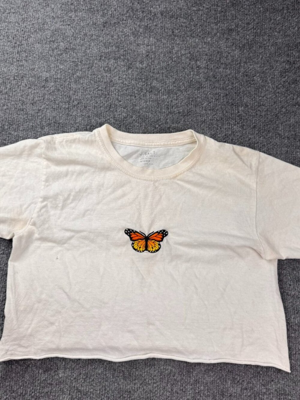 Brandy Melville J Galt butterfly cropped baby tee OS flaws faint stain